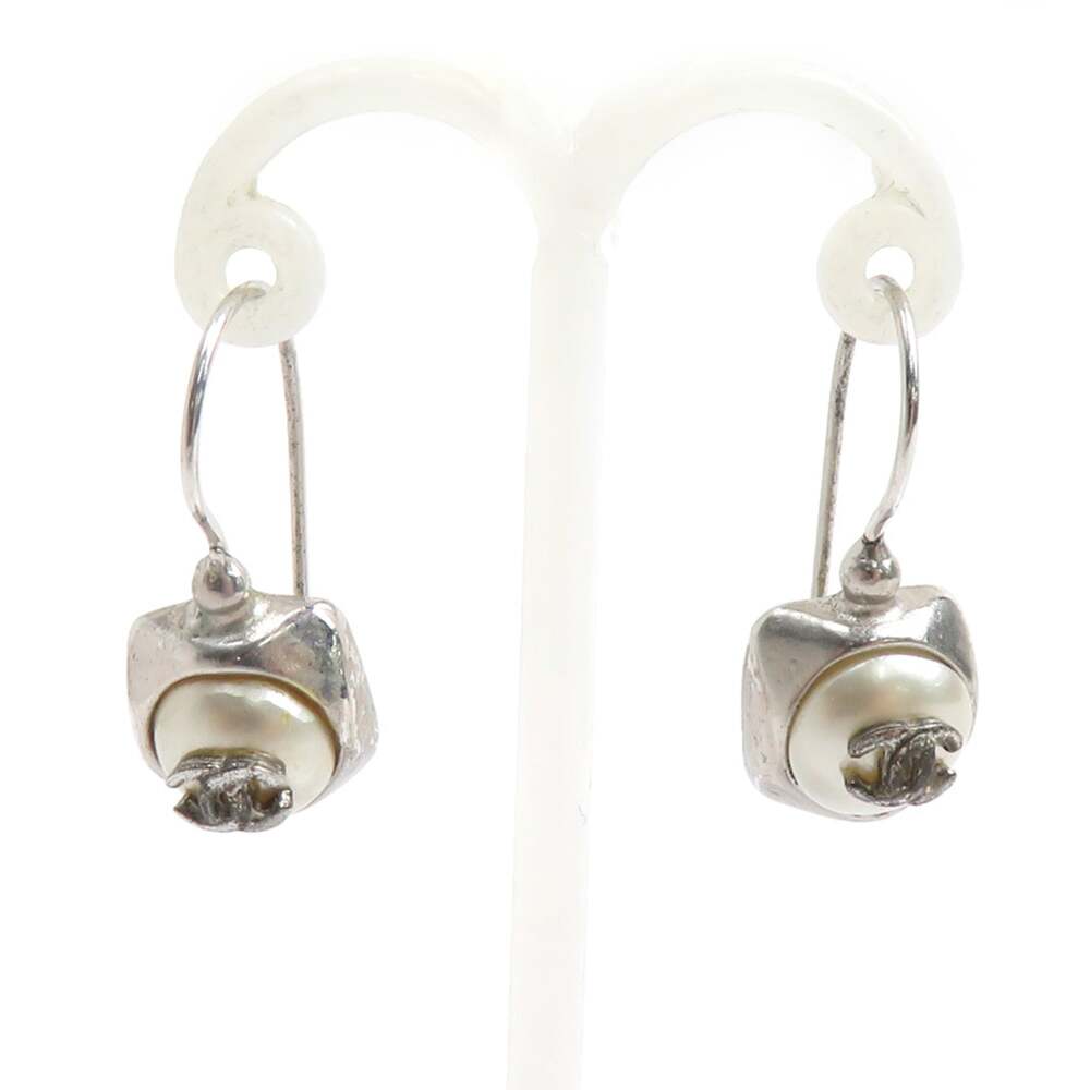 Chanel Cc Logo Earrings Silver-Tone #250197C53B